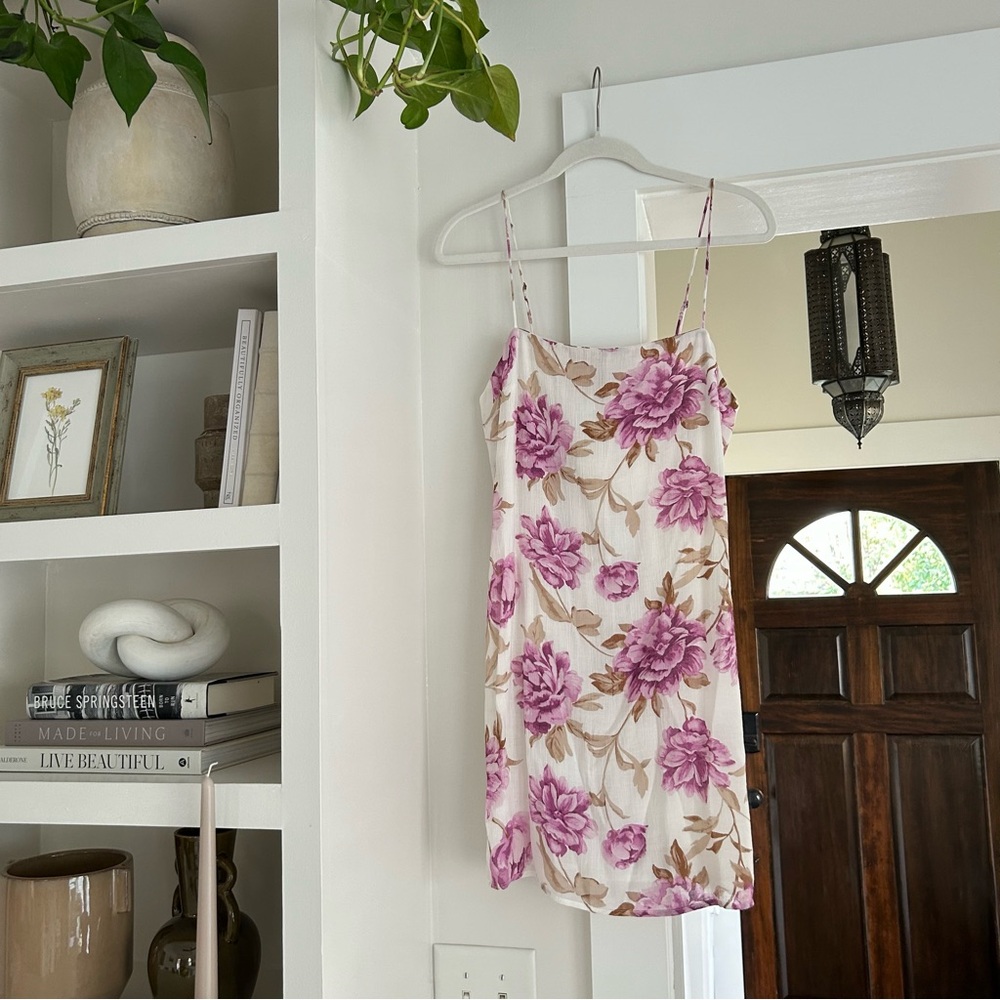 Abercrombie Purple Floral Crinkle Textured Mini Dress Small - Picture 3 of 5